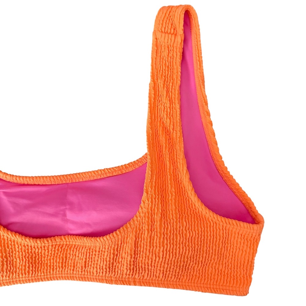 Hurley Bikini Top Women Large Orange NWOT Crinkle Textured Scoop Neck - Picture 12 of 12